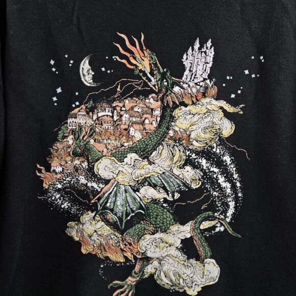 Poebe Bridgers Hoodie Sweatshirt Size X-Large Dragon Castle Moon Stars Black - Picture 5 of 10